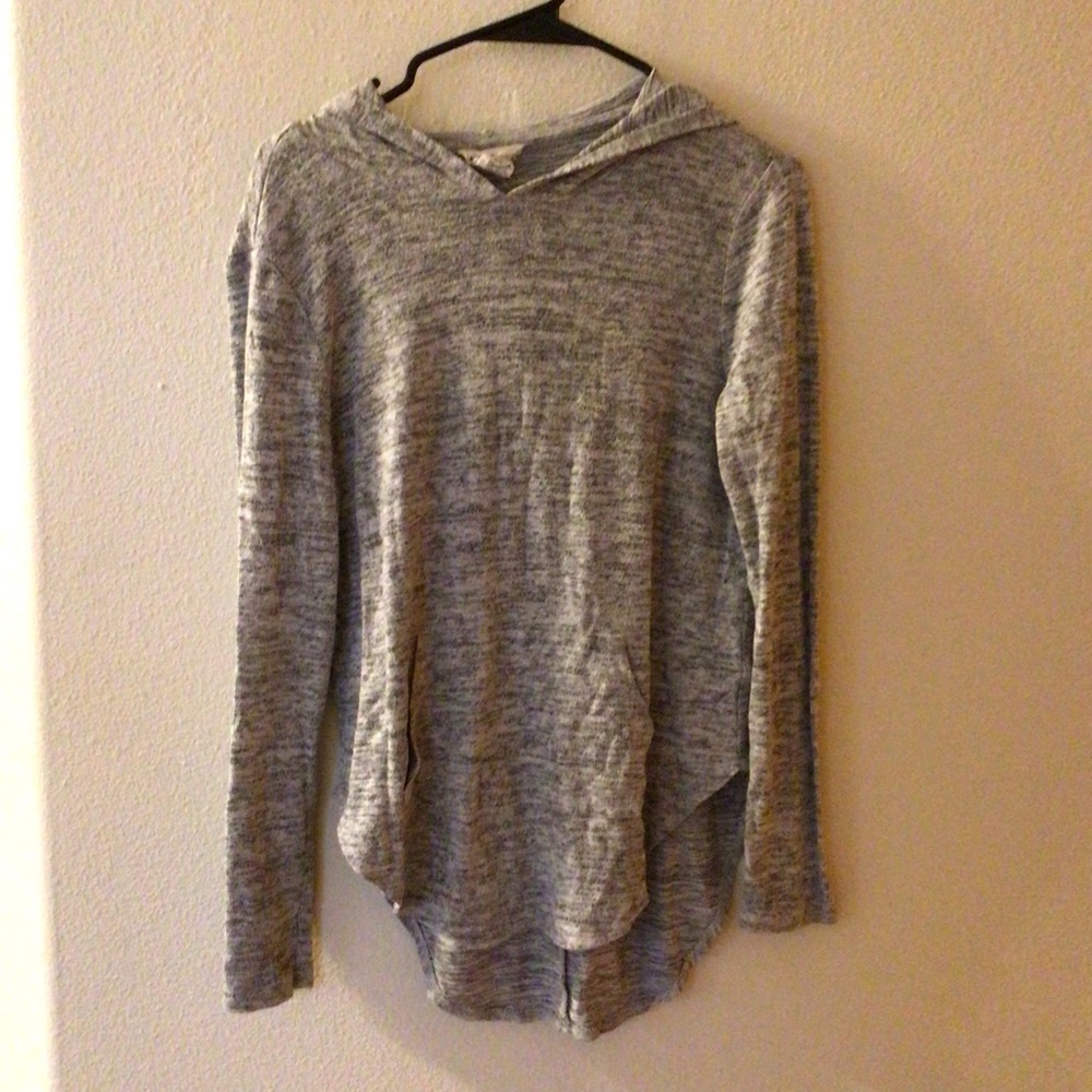For The Republic Long Sleeve Gray Hooded Sweater